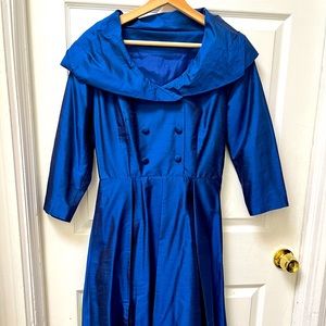 Vintage cocktail dress - blue silk